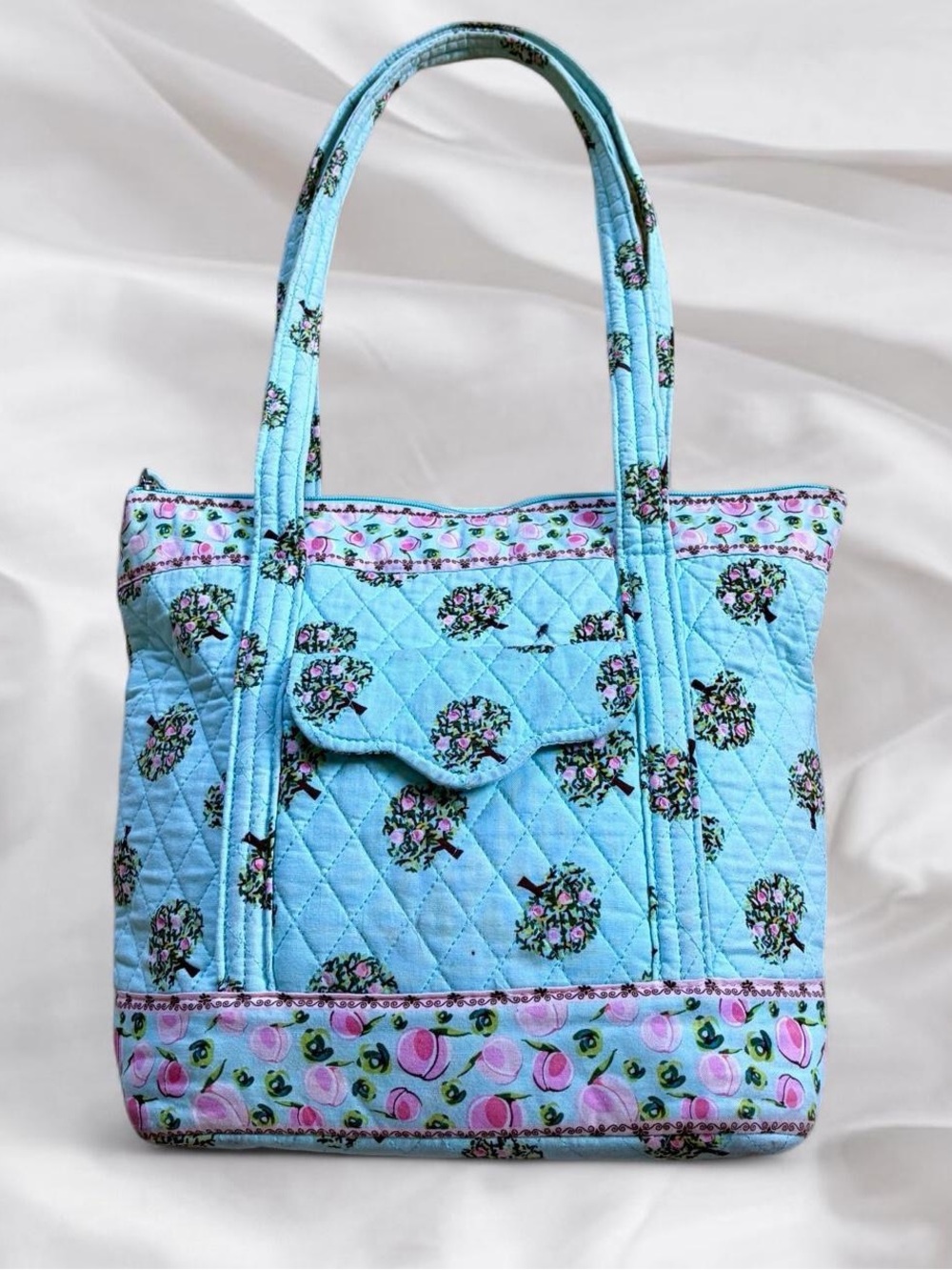 Vera Bradley x Bath & Body Works Light Blue & Pink Peach Blossom Tree Tote Bag